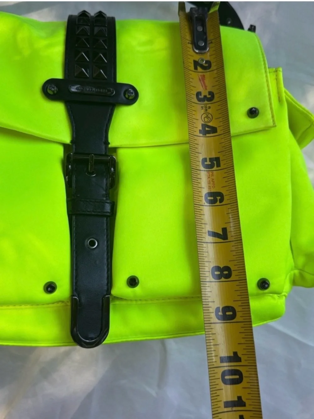 Michale Kors Neon Yellow Satchel with Black Strap Studded